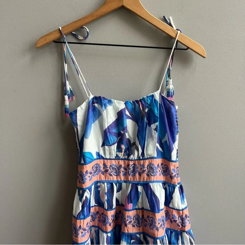FARM Rio Off White Blue Foliage Midi Dress Size XS - Picture 6 of 16